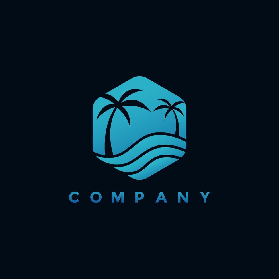 moderne tropische strand logo ontwerp illustratie vector