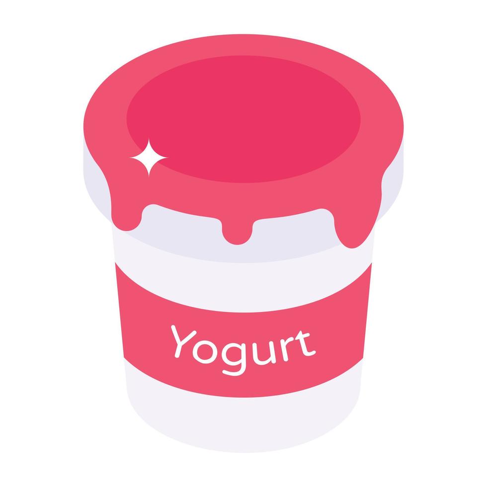 een handig isometrisch icoon van yoghurt vector