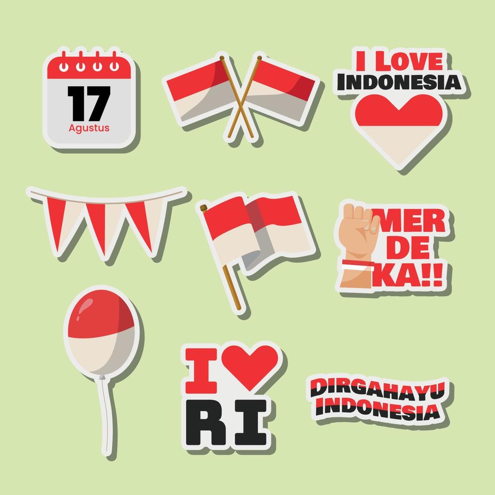 indonesië onafhankelijkheidsdag sticker vector