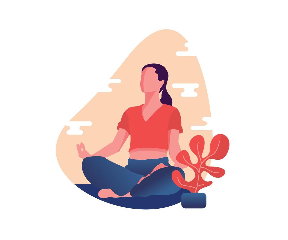 illustratie van een vrouw die yoga doet vector