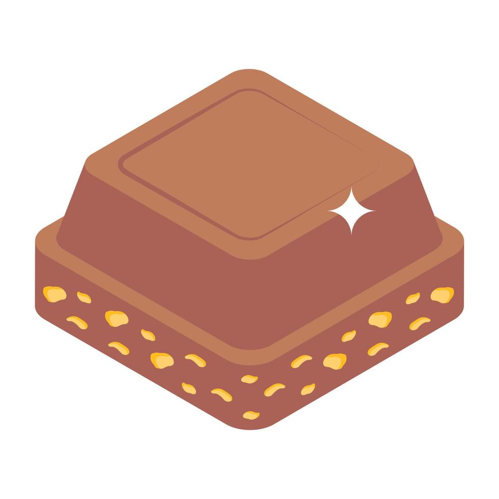 lekker chocoladetaart isometrisch pictogram vector