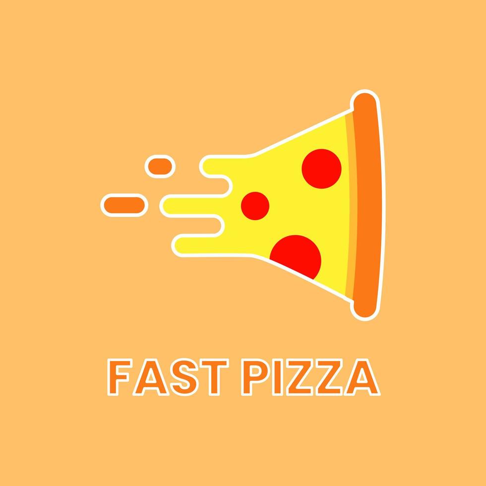 snel pizza logo concept. plat, modern en eenvoudig logo. geel, oranje en bruin. geschikt voor logo, pictogram, symbool en teken. zoals eten of restaurant logo vector