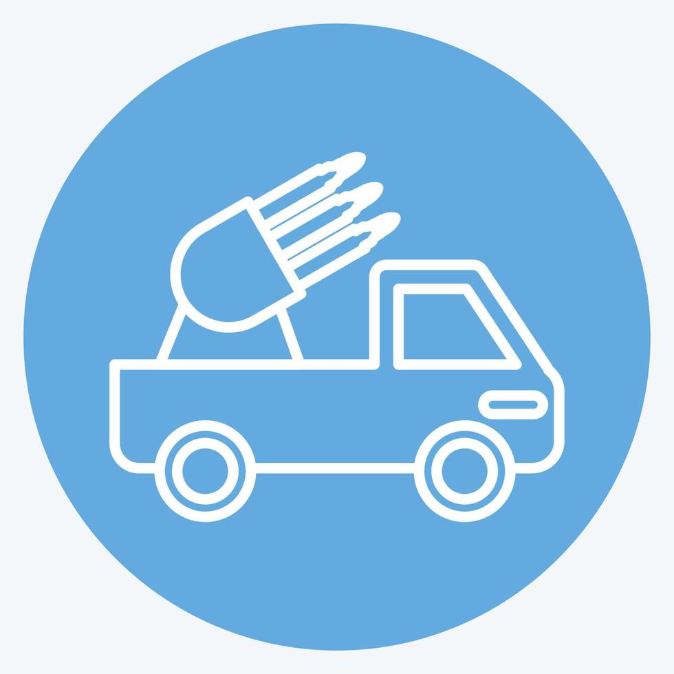 pictogram raketvrachtwagen. geschikt voor onderwijs symbool. blauwe ogen stijl. eenvoudig ontwerp bewerkbaar. ontwerp sjabloon vector. eenvoudige illustratie vector