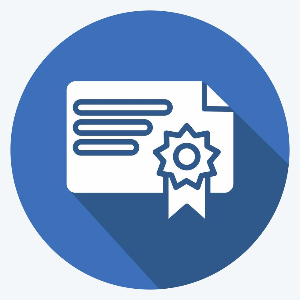 pictogram certificaat. geschikt voor bijenkwekerij. lange schaduwstijl. eenvoudig ontwerp bewerkbaar. ontwerp sjabloon vector. eenvoudige illustratie vector