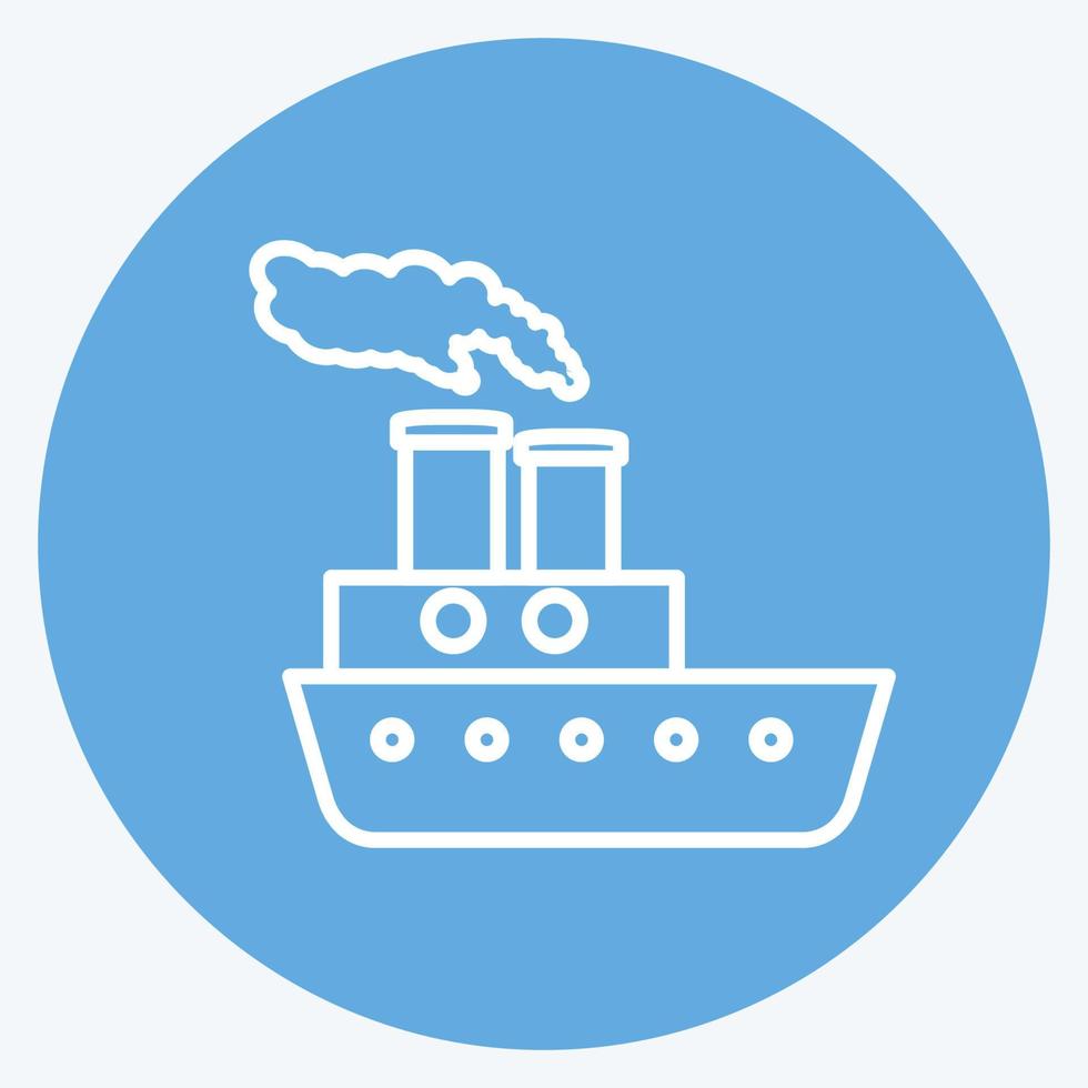 pictogram stoomboot. geschikt voor onderwijs symbool. blauwe ogen stijl. eenvoudig ontwerp bewerkbaar. ontwerp sjabloon vector. eenvoudige illustratie vector