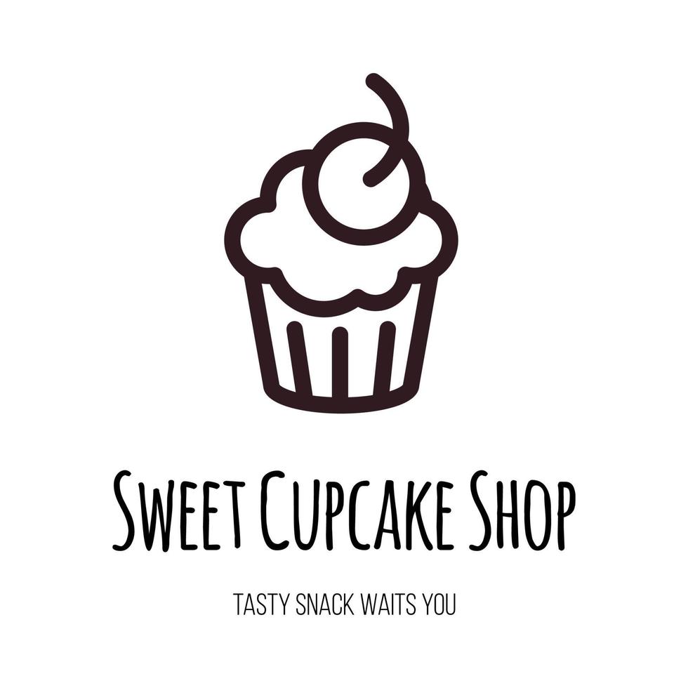 zoete cupcake winkel belettering vector logo concept