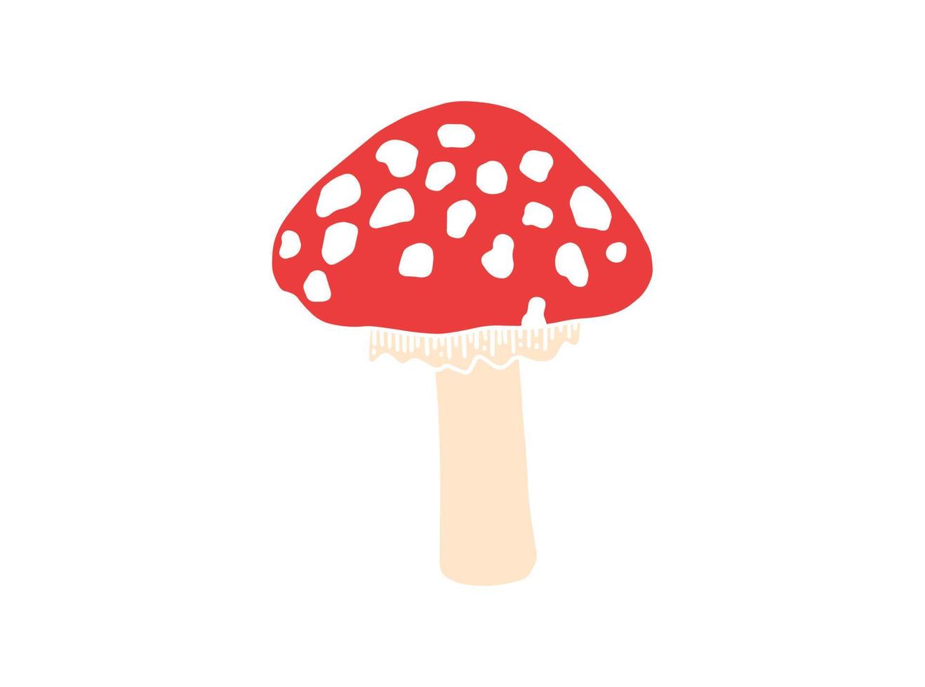 hand getekende vliegenzwam doodle pictogram. amanita paddestoel. giftige paddenstoelvliegenzwam. hand getrokken doodle. vector