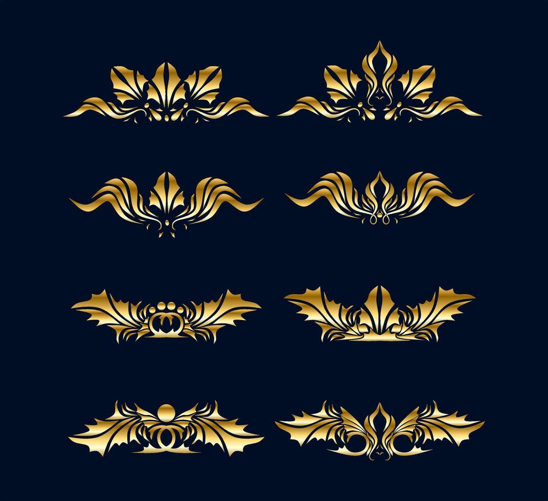 ornament frame set, in luxe goud vector