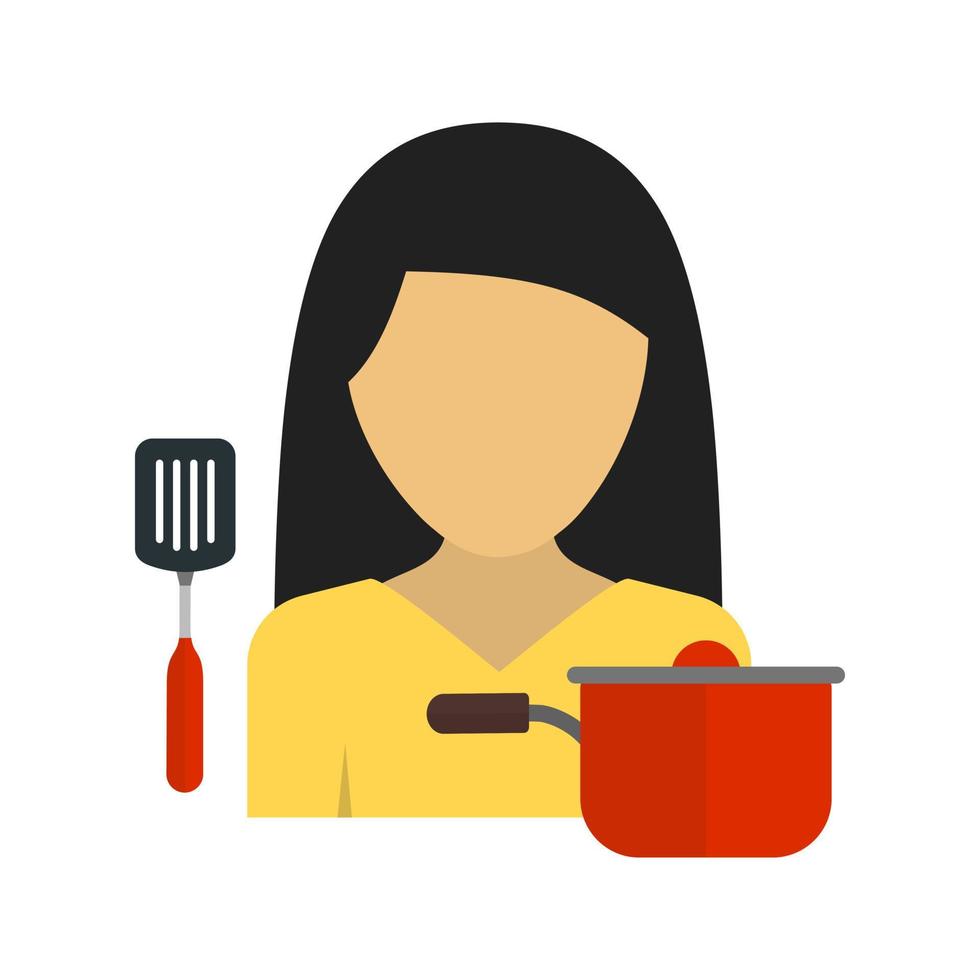 vrouw koken plat veelkleurig pictogram vector