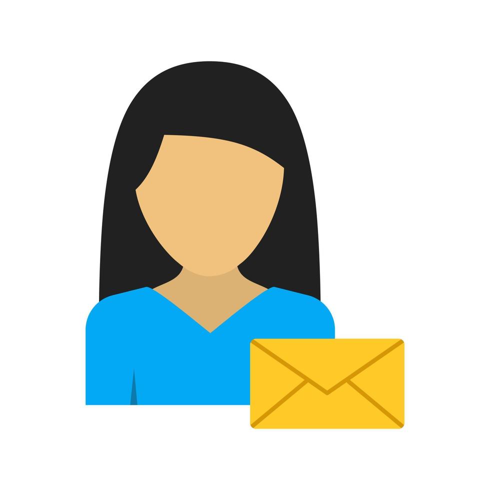 vrouw met envelop flat multicolor icon vector