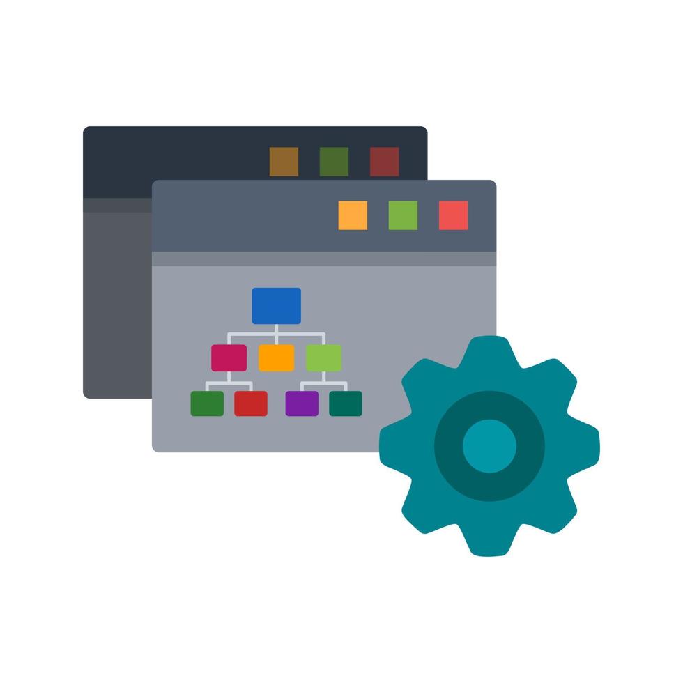 sitemap instellingen plat veelkleurig pictogram vector