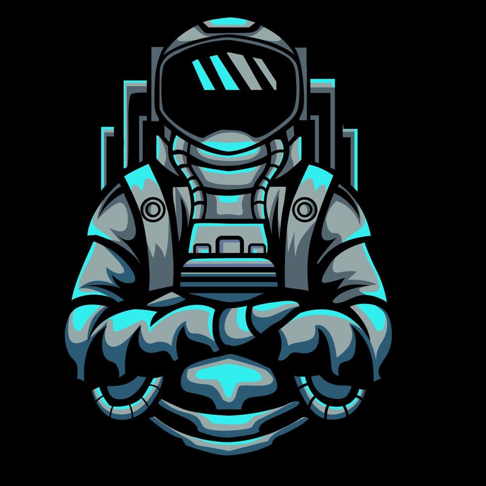 astronaut vectorillustratie in neon kleurstijl vector