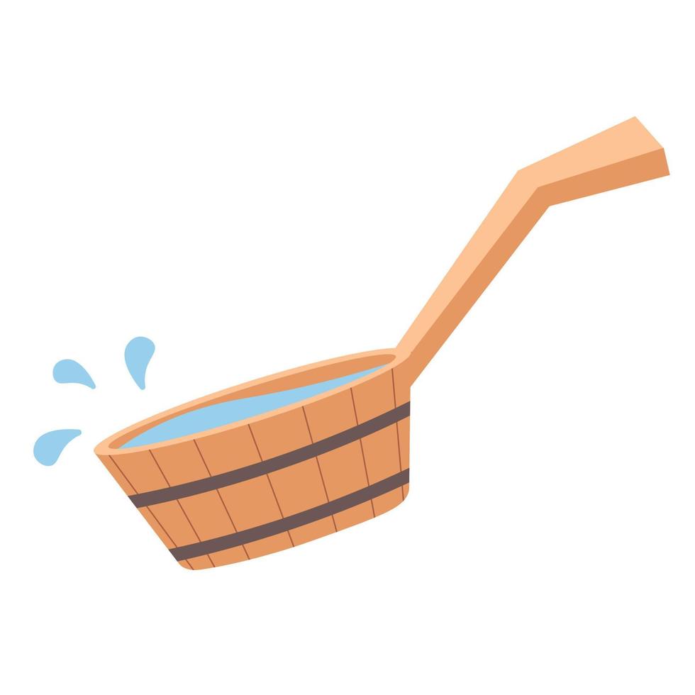 houten emmer met water. houten bad. bad- en saunaaccessoires. vectorillustratie op een witte achtergrond. vector