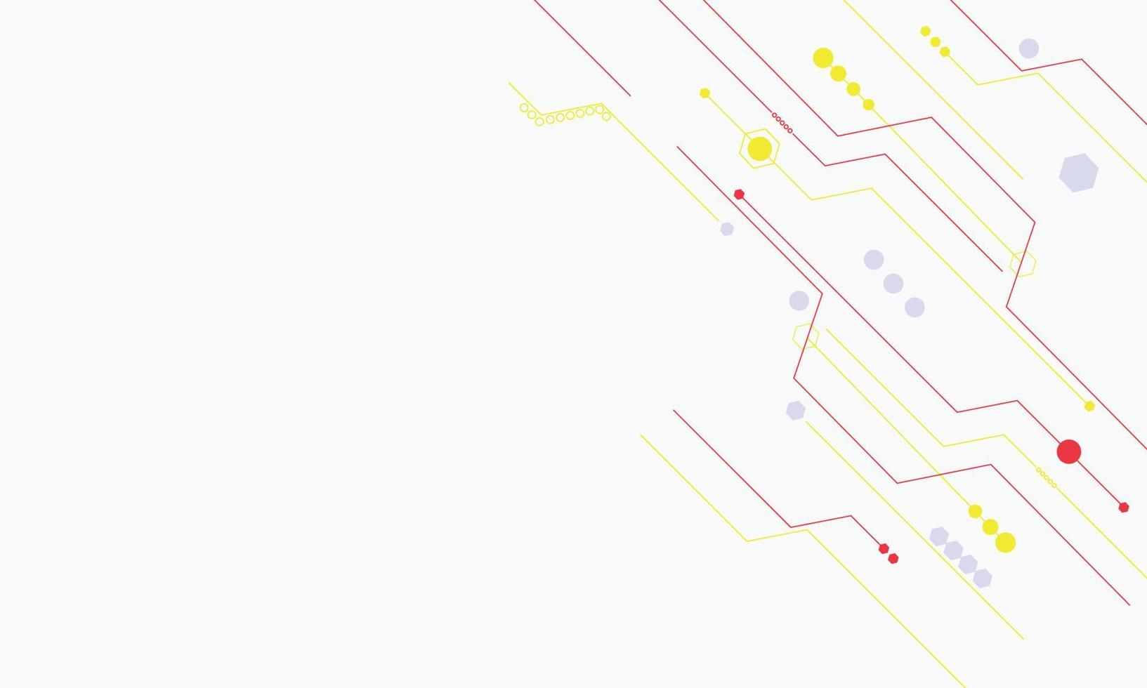 witte achtergrond met abstracte grijze, rode en gele lijnen, stip en zeshoek communicatienetwerk verbinding groot concept. vector