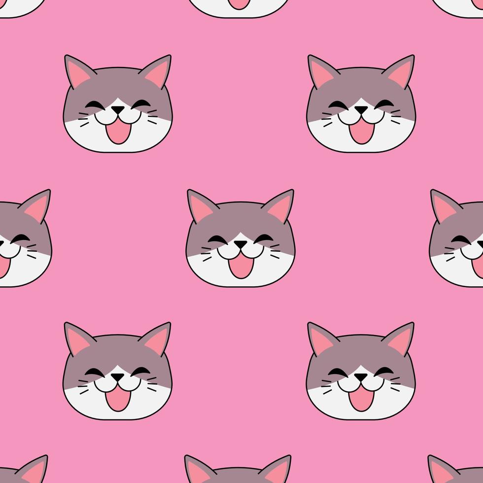 lachend kattenpatroon op roze achtergrond. beste ontwerp voor cadeaupapier. vector