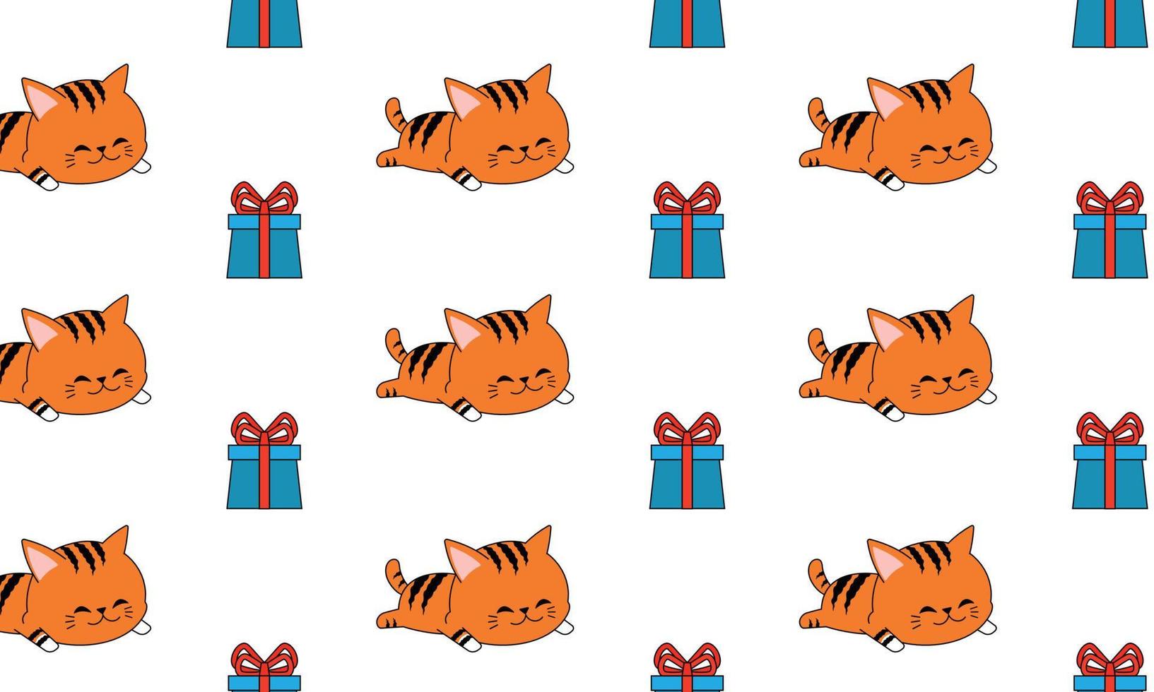 slapende kat met geschenkdoos in patroon. vector