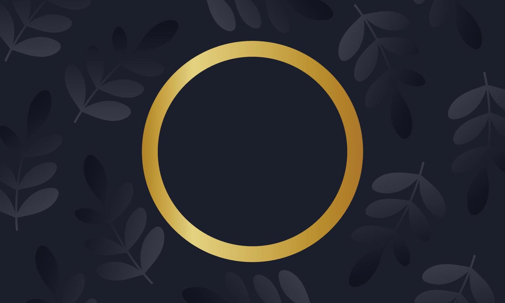 zwarte bladeren met gouden cirkel achtergrond. vector