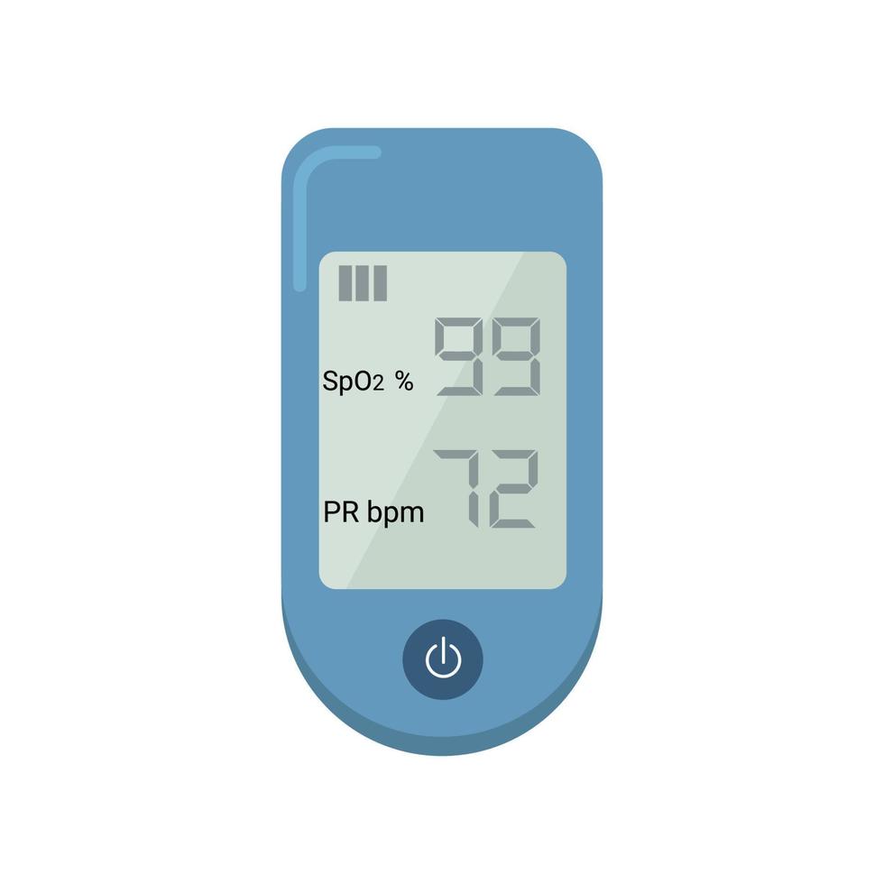 pulsoximeter, vinger medisch apparaatpictogram met normale waarde. gezondheidszorg pictogram voor bloedverzadiging test.vector illustratie op witte achtergrond vector