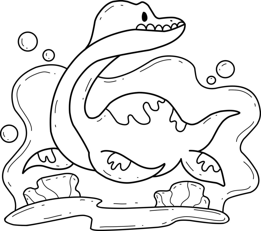 dieren kleurboek alfabet. geïsoleerd op een witte achtergrond. vector cartoon plesiosaurus dinosaurus.