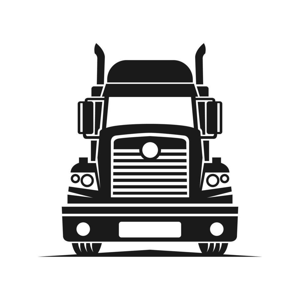 vrachtwagen logistieke vector silhouet logo sjabloon. perfect voor het logo van de bezorg- of transportindustrie. eenvoudig met donkergrijze kleur