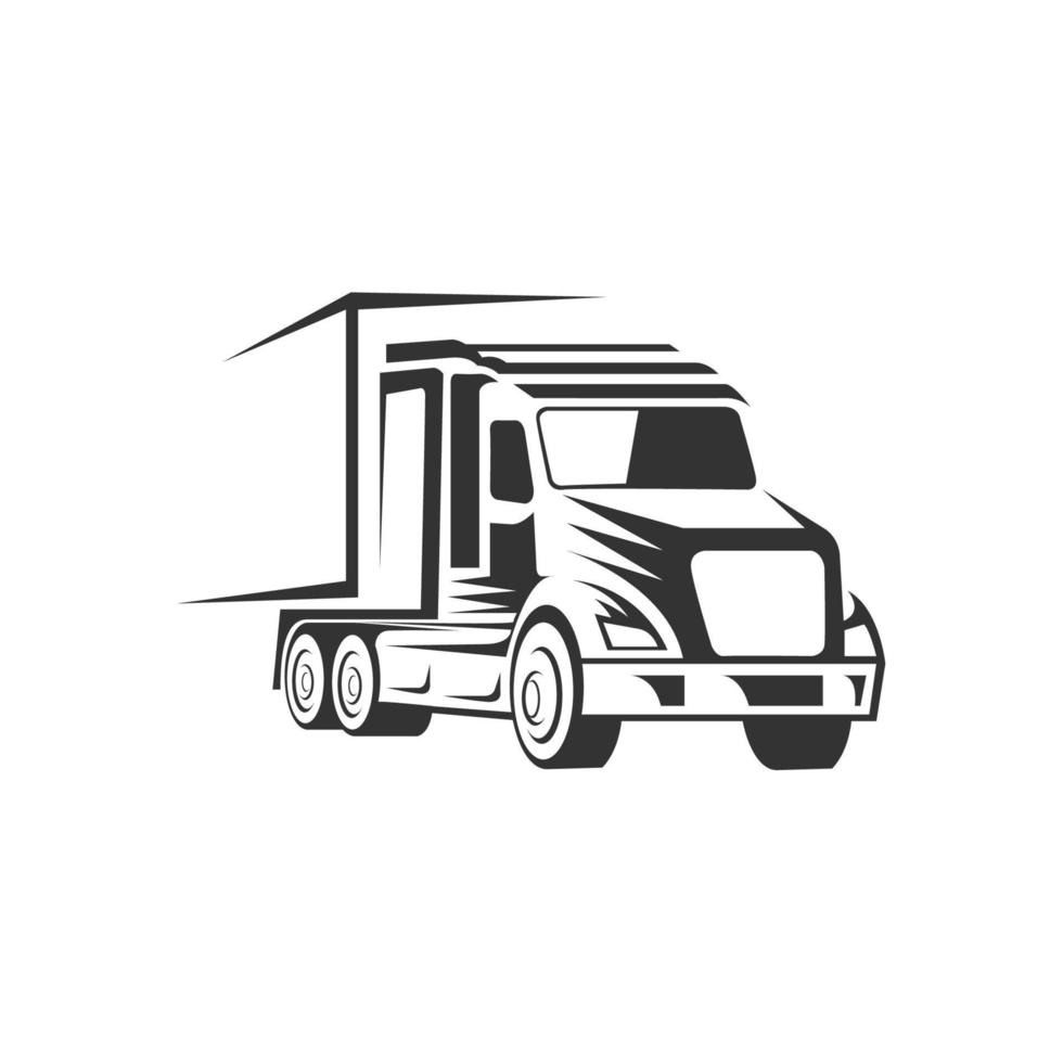 vrachtwagen logistieke vector silhouet logo sjabloon. perfect voor het logo van de bezorg- of transportindustrie. eenvoudig met donkergrijze kleur