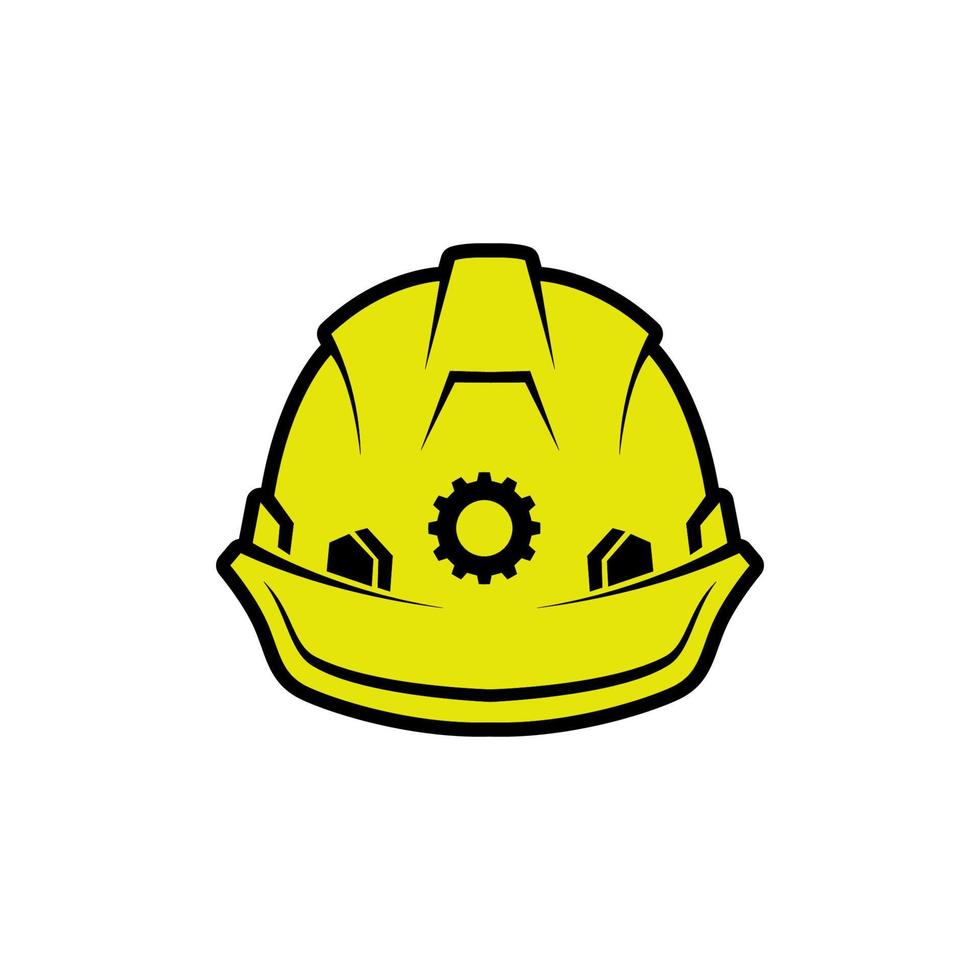 gele veiligheidshelm vectorillustratie. veiligheidswerker met helm. effen kleurstijl vector