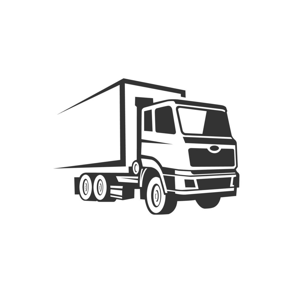 vrachtwagen logistieke vector silhouet logo sjabloon. perfect voor het logo van de bezorg- of transportindustrie. eenvoudig met donkergrijze kleur