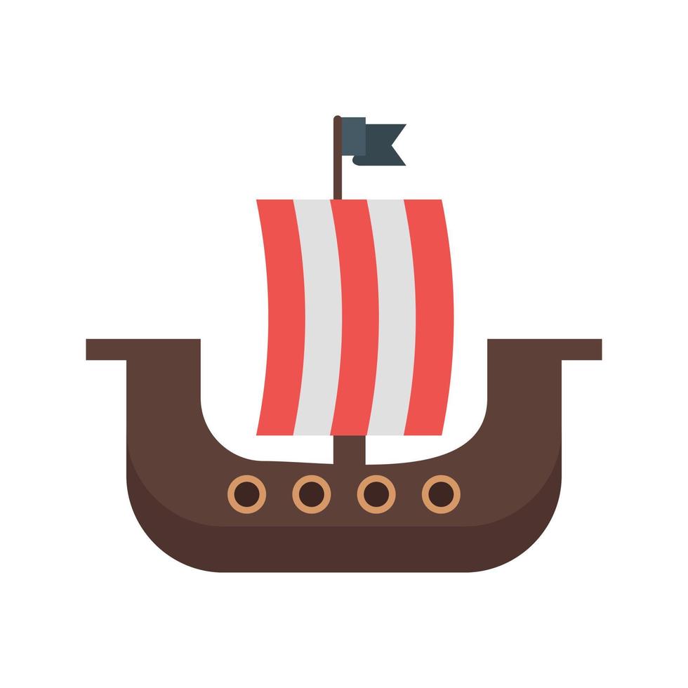 Vikingschip plat veelkleurig pictogram vector