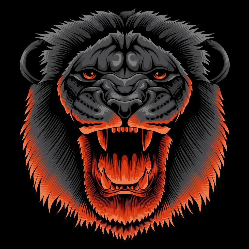 schreeuwende leeuw gezicht illustratie in neon kleurstijl. vector