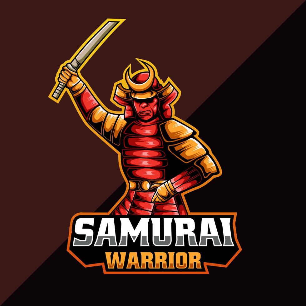 samurai krijger e-sport mascotte stijl vector