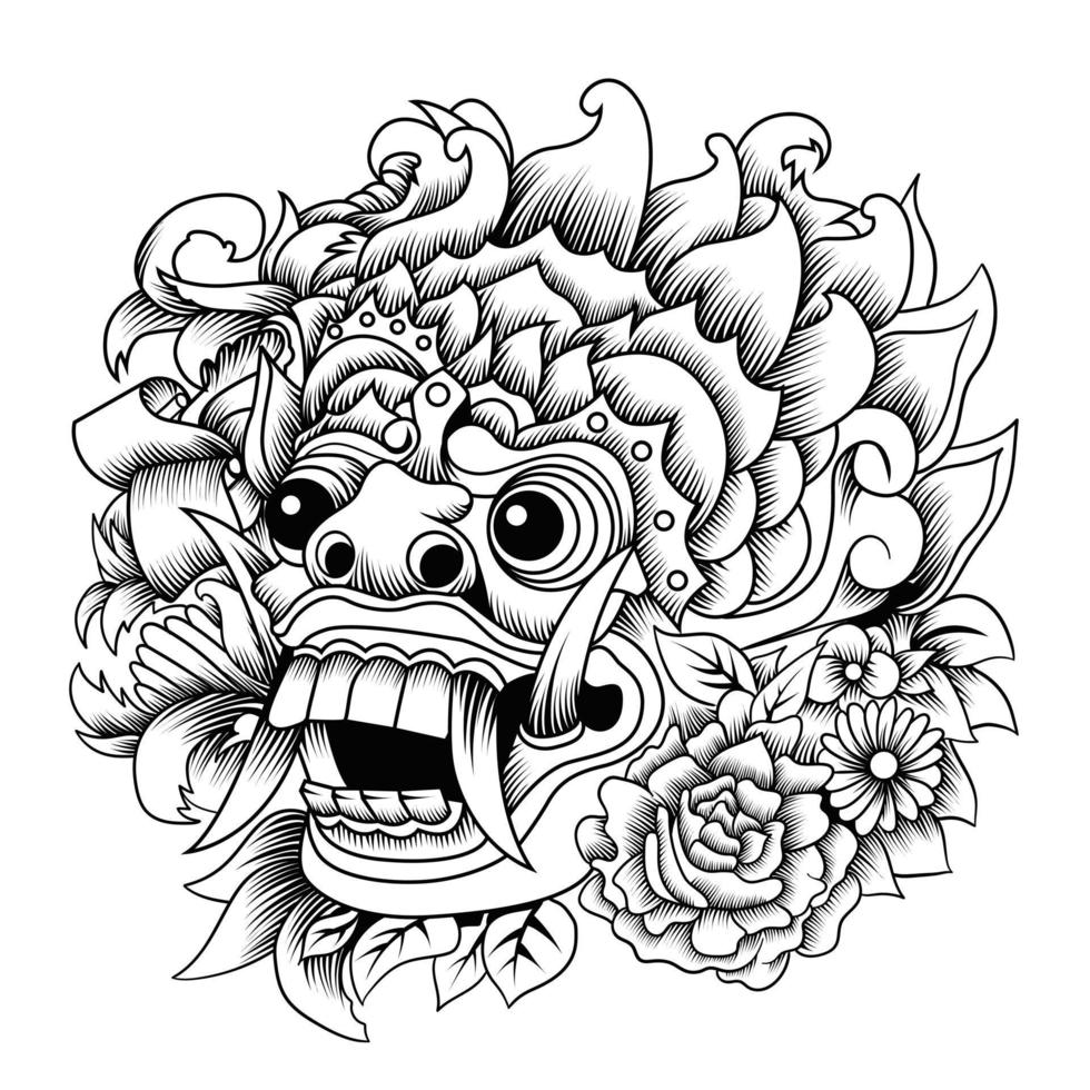 barong balinese masker vectorillustratie vector