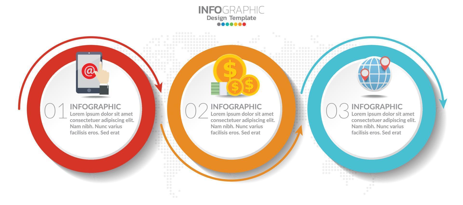 tijdlijn grafiek infographic sjabloon met 3 stappen of opties. vector