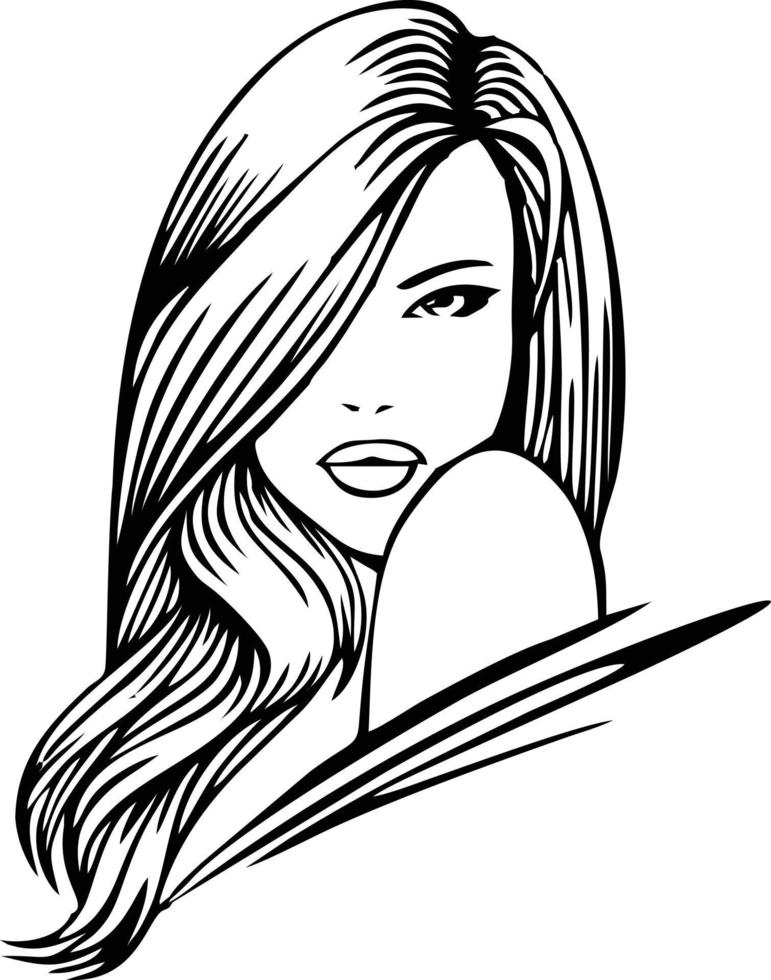 vector illustratie gravure lijntekeningen schoonheid vrouw