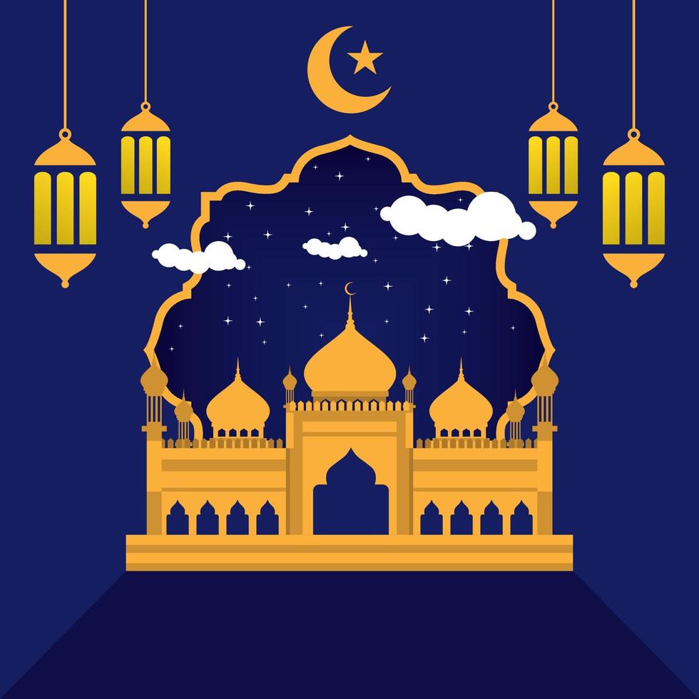 illustratie van ramadan mubarak groet sociale media vector