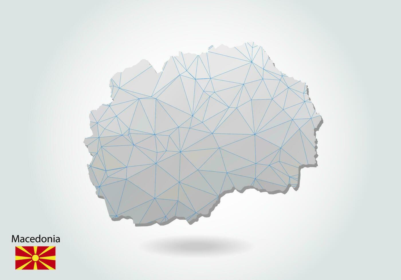 vectorkaart van macedonië met trendy driehoekenontwerp in veelhoekige stijl op donkere achtergrond, kaartvorm in moderne 3D-papier gesneden kunststijl. gelaagd papercraft knipselontwerp. vector