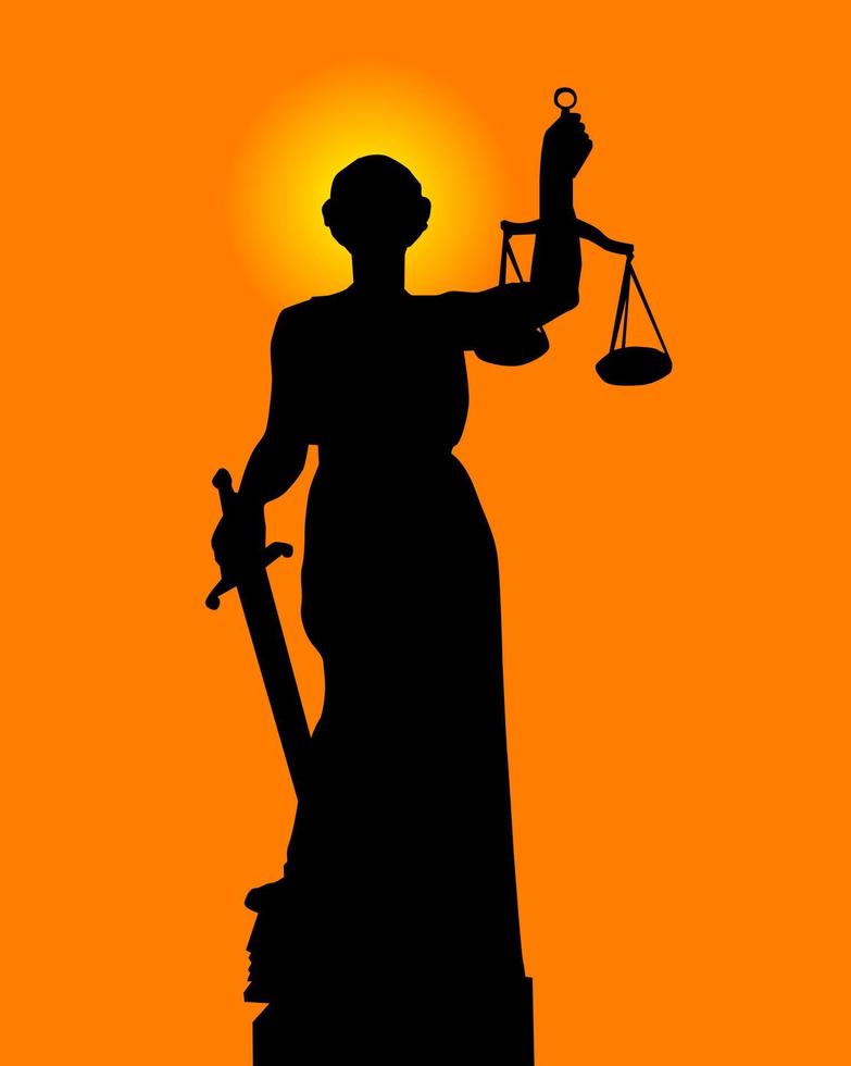 silhouet van een standbeeld van gerechtigheid vector