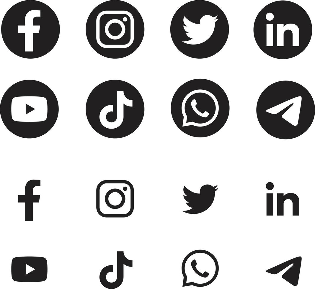social media iconen op wit vector