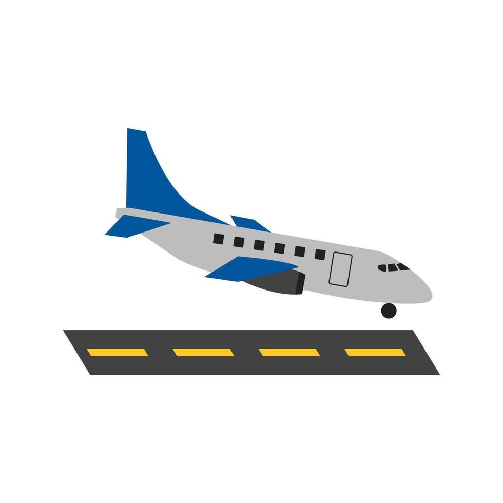 landing vliegtuig plat veelkleurig pictogram vector