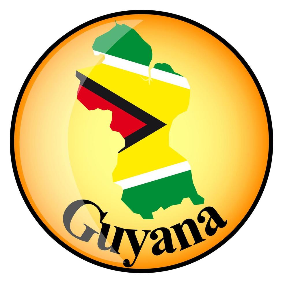 oranje knop met de afbeeldingskaarten van guyana vector