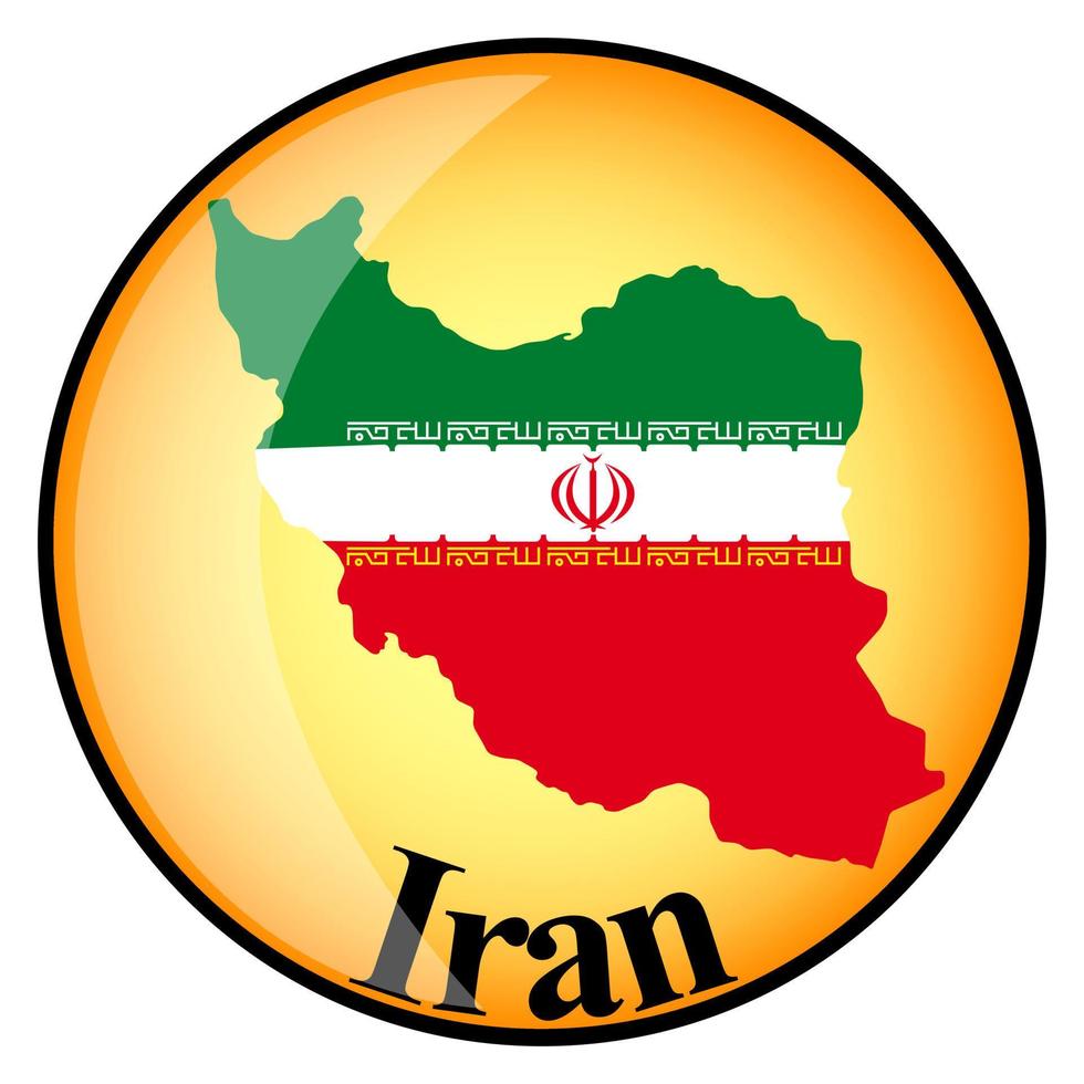 oranje knop met de afbeeldingskaarten van iran vector