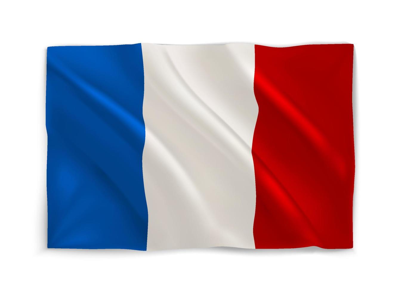 rood, wit en blauw wuivende Franse nationale vlag. 3D-vectorobject geïsoleerd op wit vector