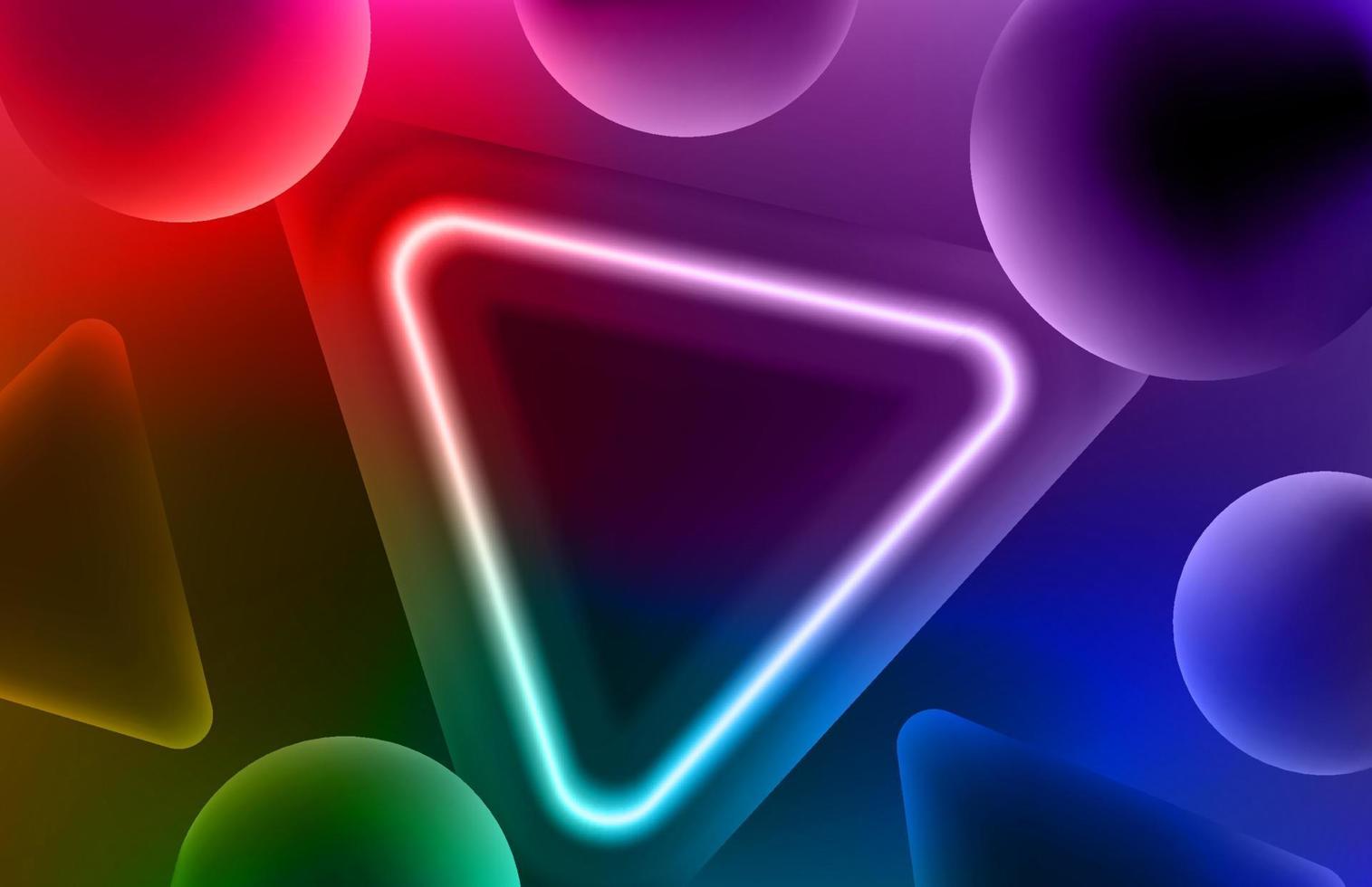 abstract vector achtergrond met gloeiende neon cirkels en driehoeken. 3D-vectorframe