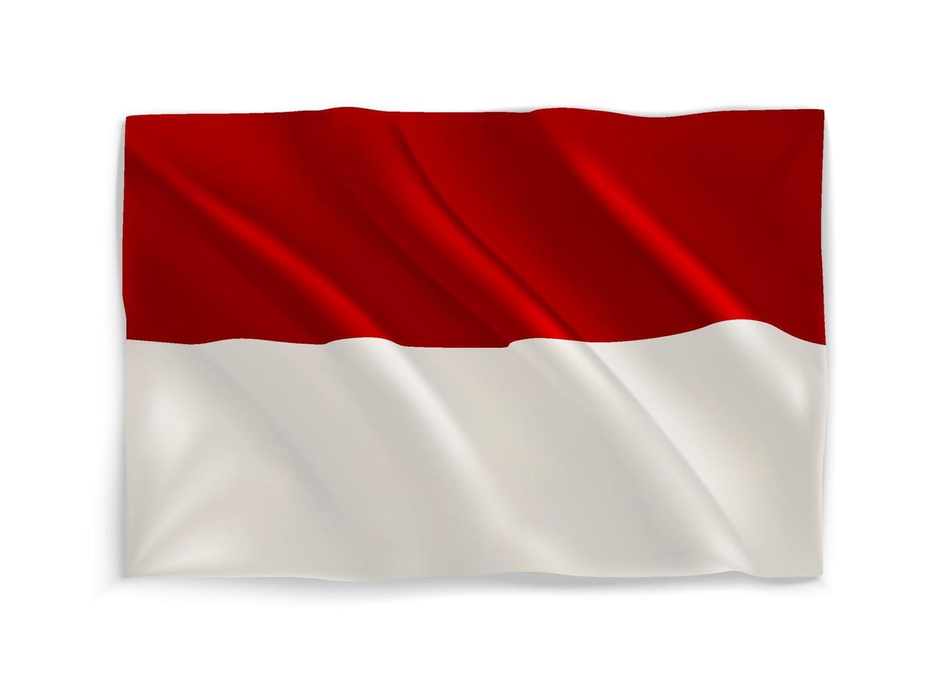 rode en witte wuivende nationale vlag van indonesië. 3D-vectorobject geïsoleerd op wit vector