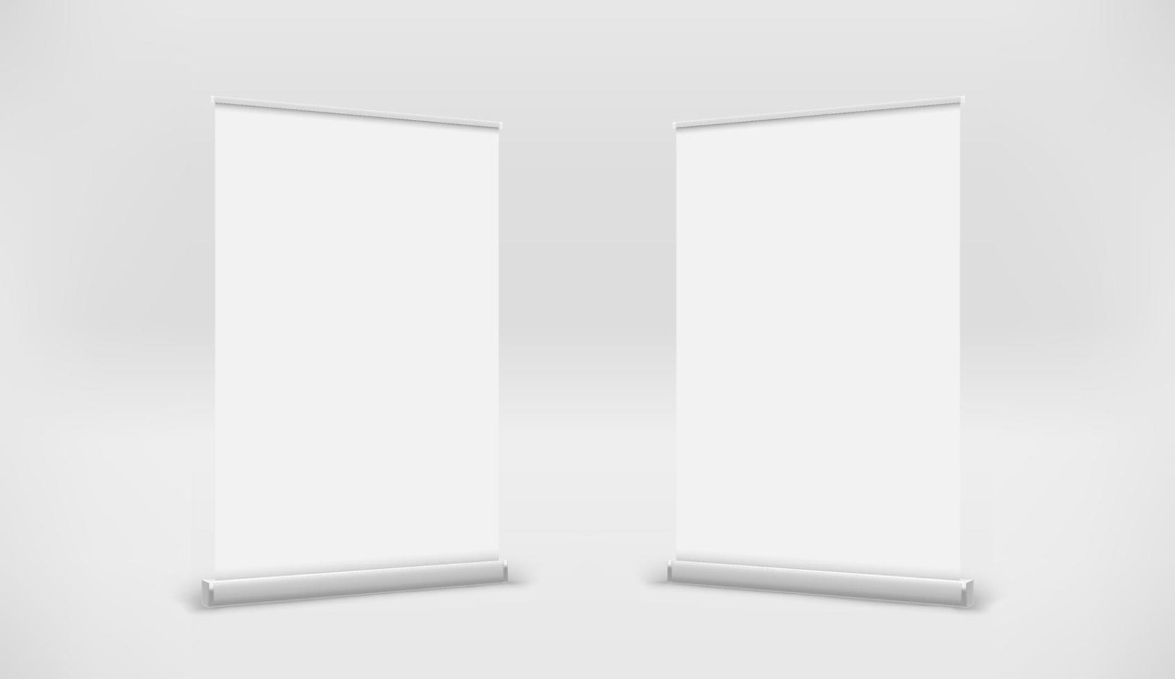 brede papierrolbanners in perspectief. 3d vectorillustratie vector