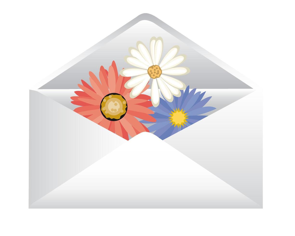 post envelop met roosjes op een witte achtergrond vector