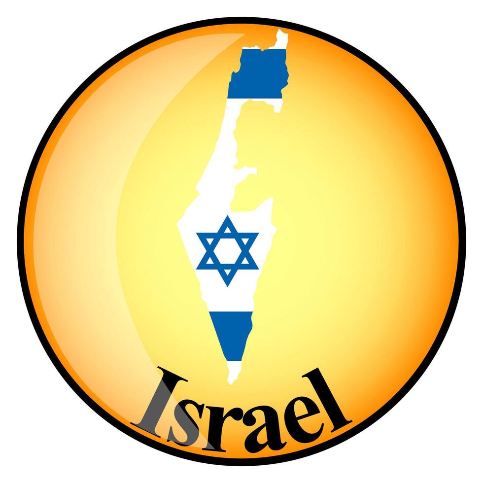 oranje knop met de afbeeldingskaarten van israël vector