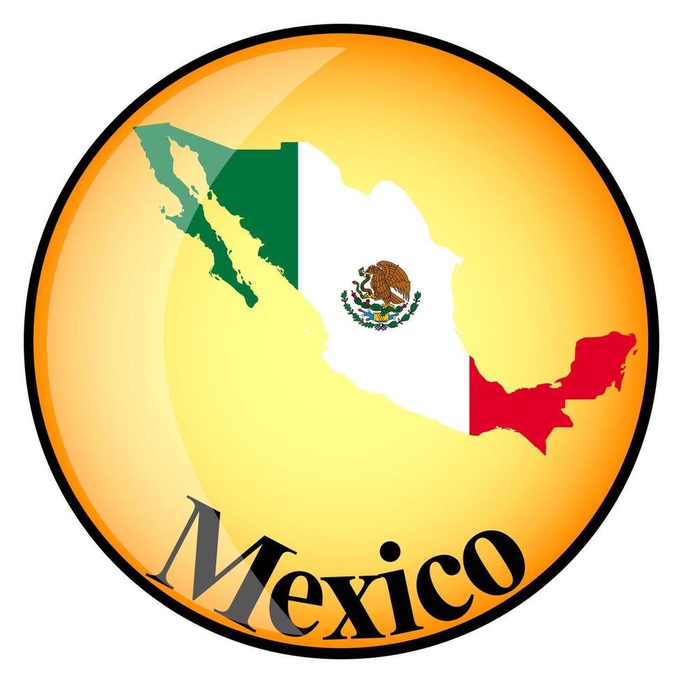 oranje knop met de afbeeldingskaarten van mexico vector