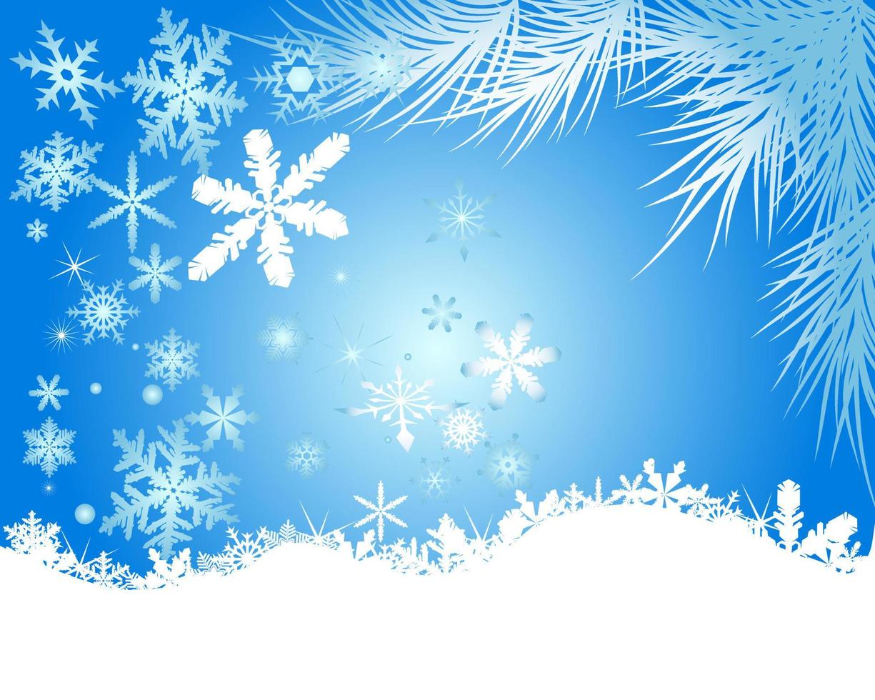 sneeuwvlokken en ballen op een blauwe achtergrond vector