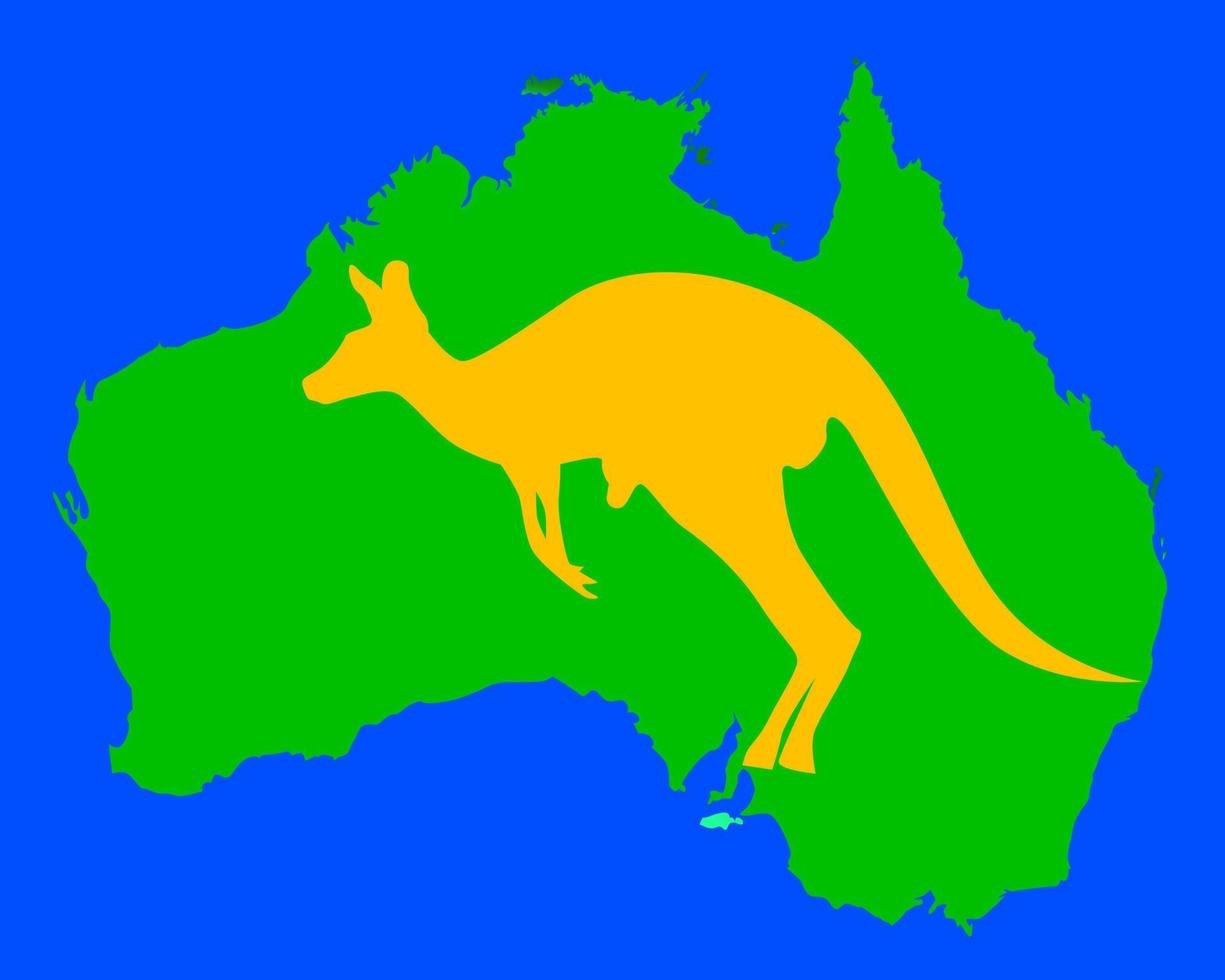 oranje kangoeroe op een kaart van australië vector