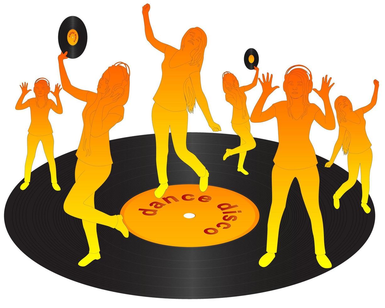 oranje silhouetten dansen op vinyl vector